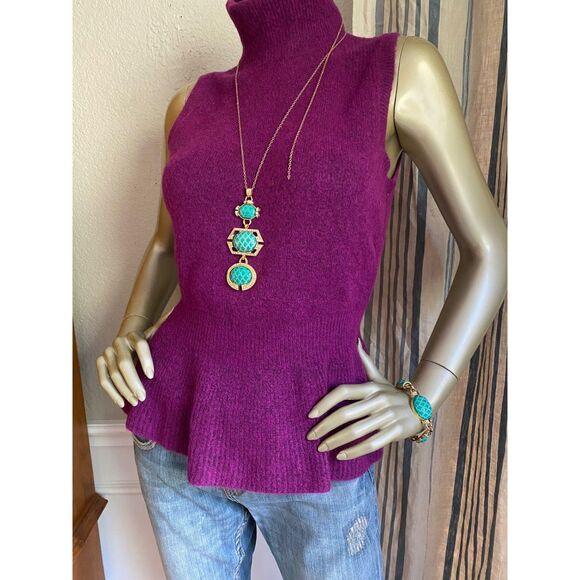 EUC Roberto Cavalli Turquoise Stone Snake Etched Pendant Necklace Bracelet Set - Picture 1 of 8